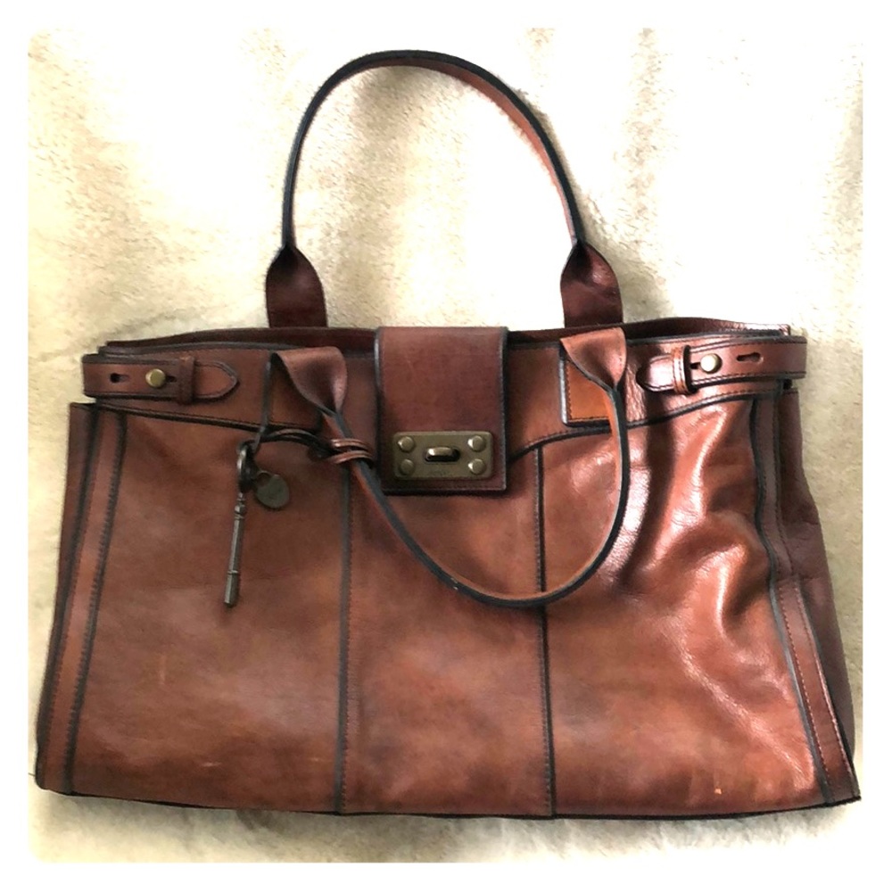 Fossil Vintage Reissue Brown Leather Bag/Weekender